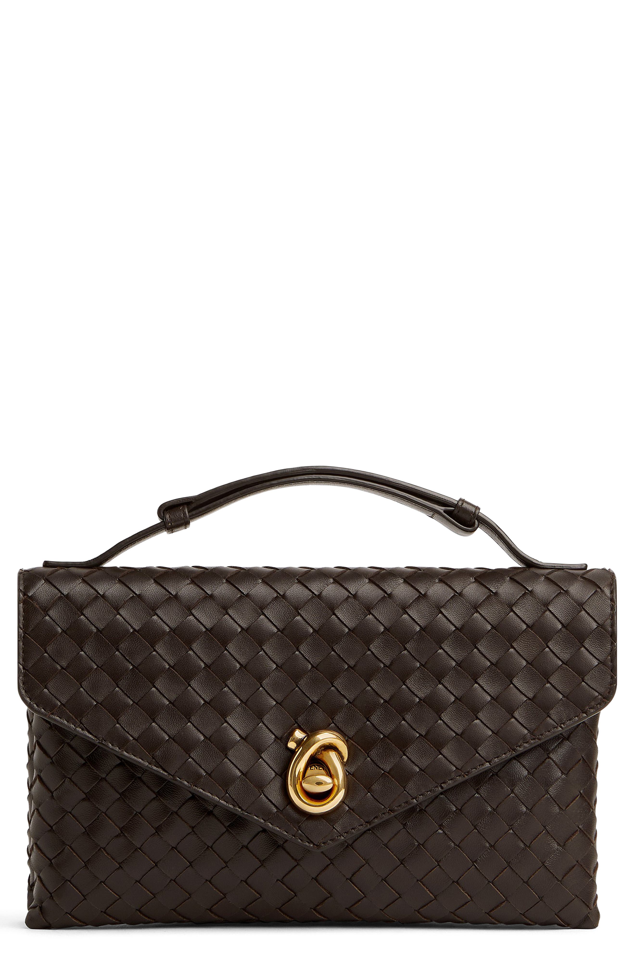 Bottega Veneta Knot Lock Intrecciato Leather Shoulder Bag, Main, color, 