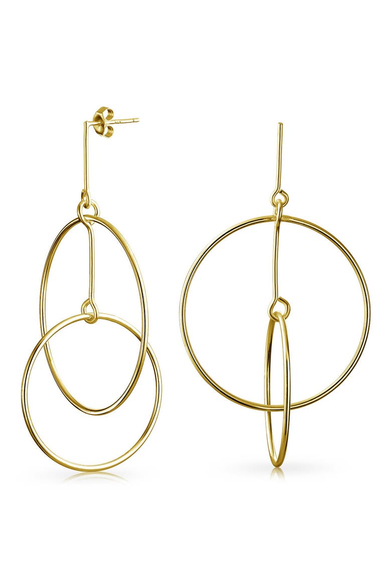 Round Two Circle Dangle Stud Earrings, Alternate, color, YELLOW
