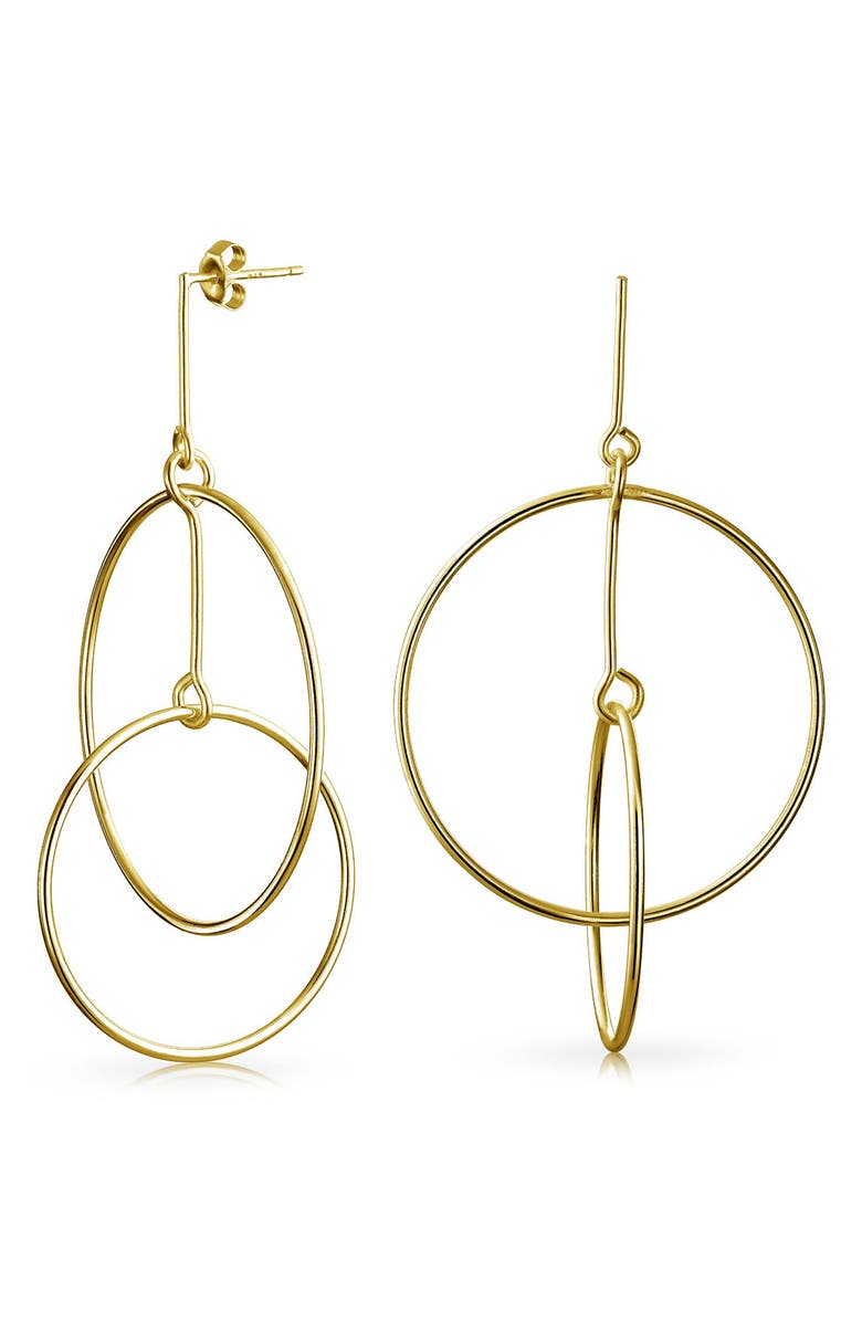 BLING JEWELRY Round Two Circle Dangle Stud Earrings, Alternate, color, 