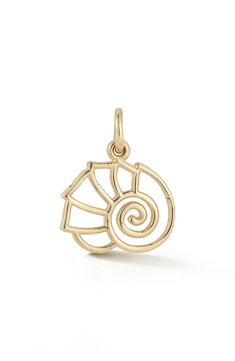 Ember Fine Jewelry 14K Yellow Gold Shell Charm Beaded Necklace, Alternate, color, Gold/ Purple