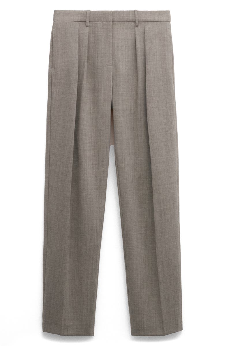 MANGO Pleated Wool Wide Leg Pants, Main, color, Grey