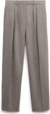 MANGO Pleated Wool Wide Leg Pants