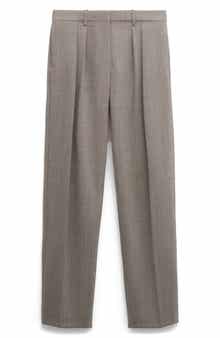 Pleated Wool Wide Leg Pants