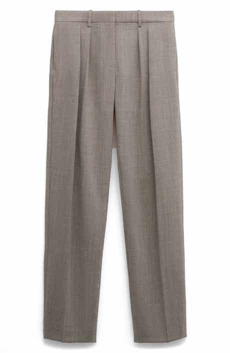 Pleated Wool Wide Leg Pants