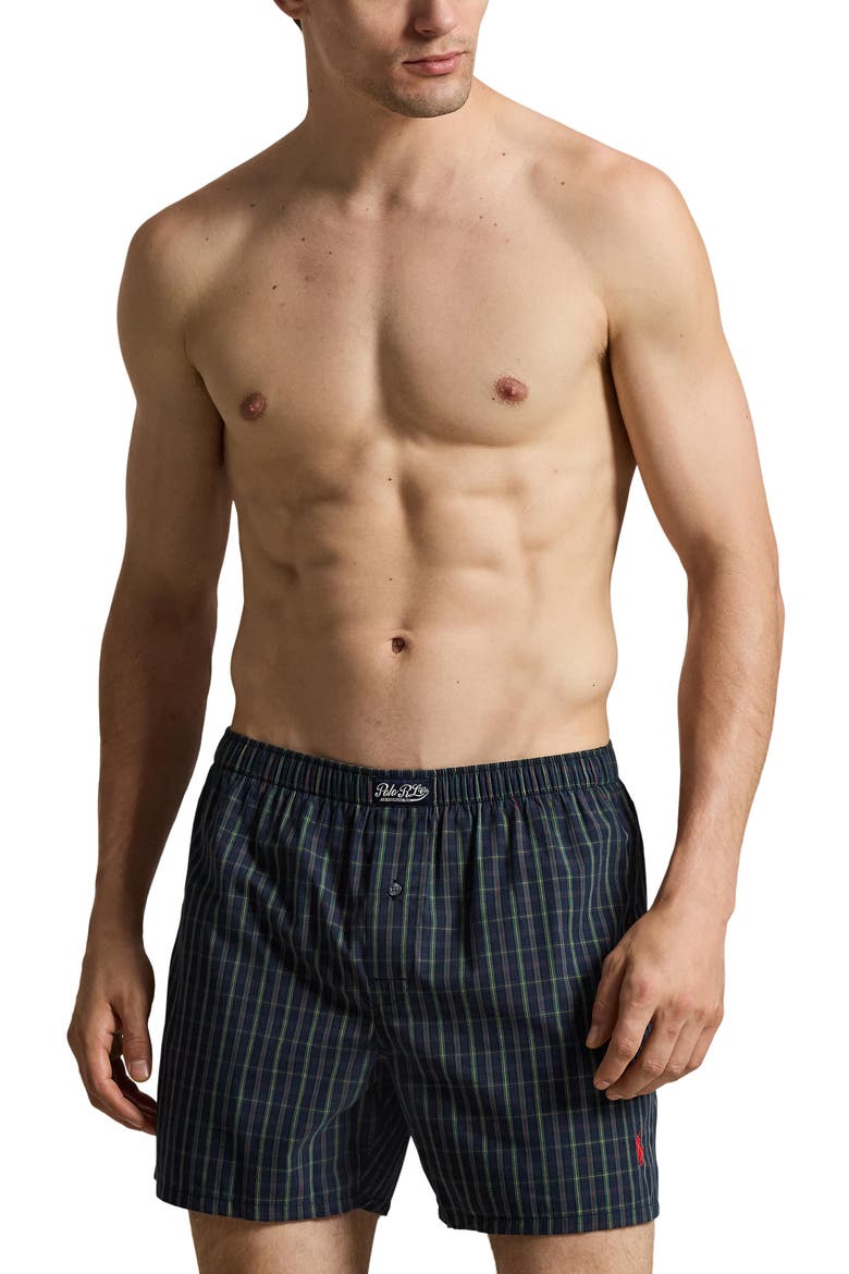 Plaid Woven Boxers, Main, color, MINI POLO TARTAN RED