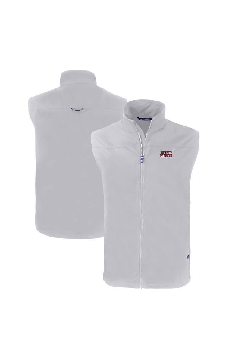 Cutter & Buck Men's Cutter & Buck  Gray Louisiana Ragin' Cajuns Charter Eco Recycled Full-Zip Vest, Main, color, 