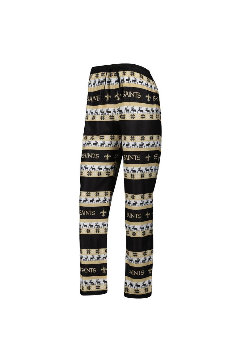Women's FOCO Black New Orleans Saints Holiday Ugly Pajama Set, Alternate, color, Black