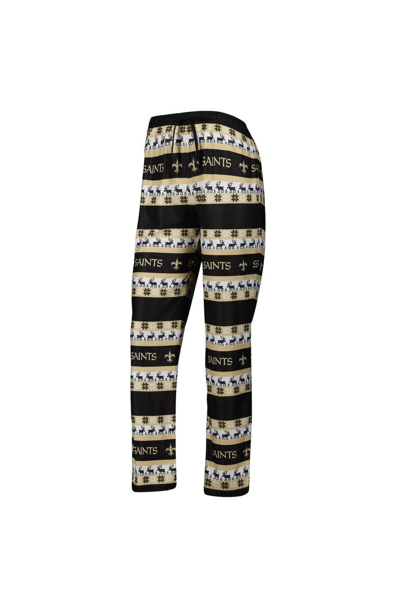 FOCO Women's FOCO Black New Orleans Saints Holiday Ugly Pajama Set, Alternate, color, Black