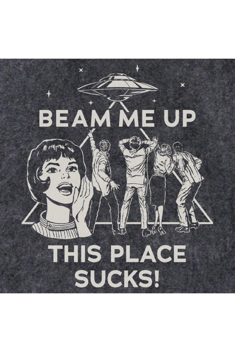 Men's Stranger Things Vintage This Place Sucks UFO  Pull Over Hoodie, Alternate, color, Black