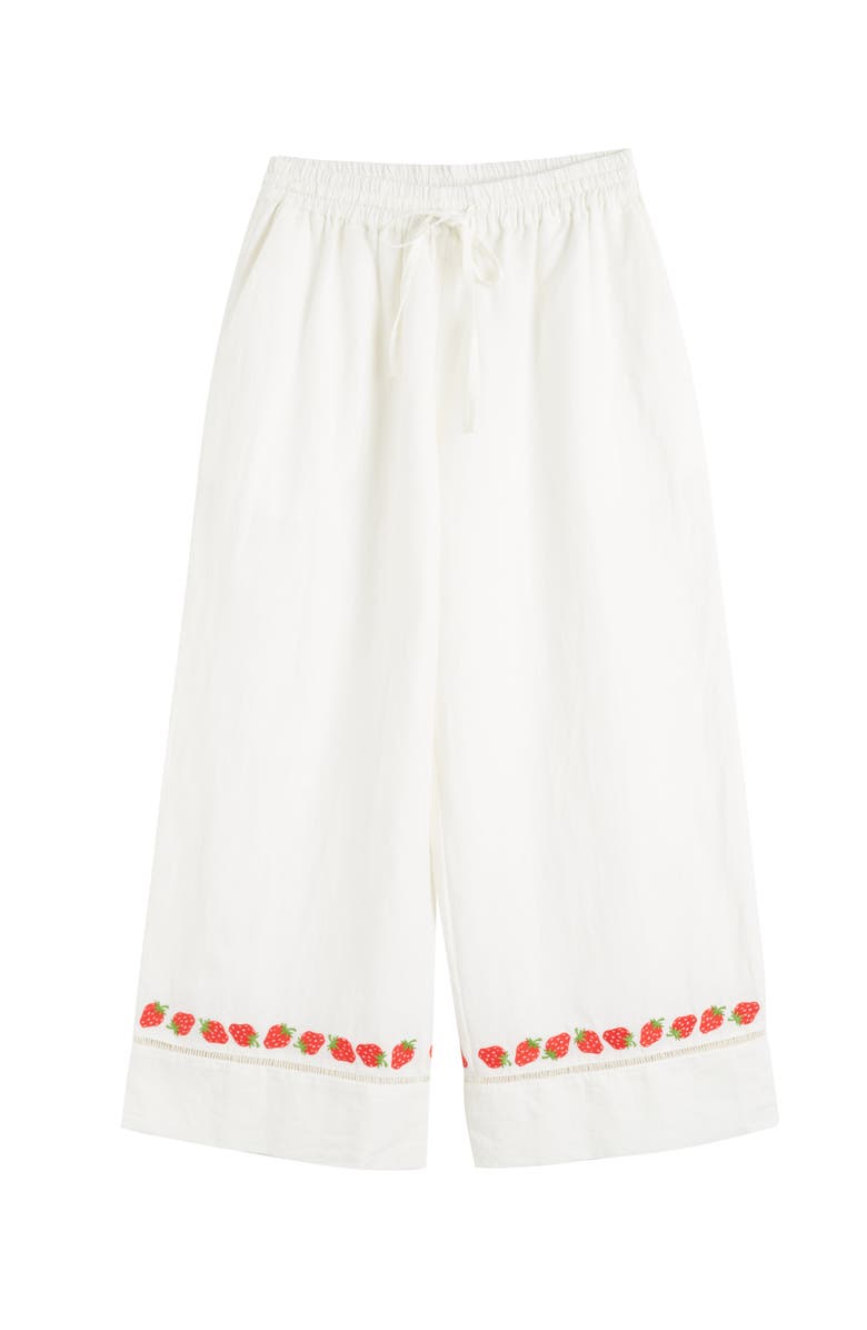 Chinti & Parker Linen-Blend Strawberry Trousers, Alternate, color, Cream
