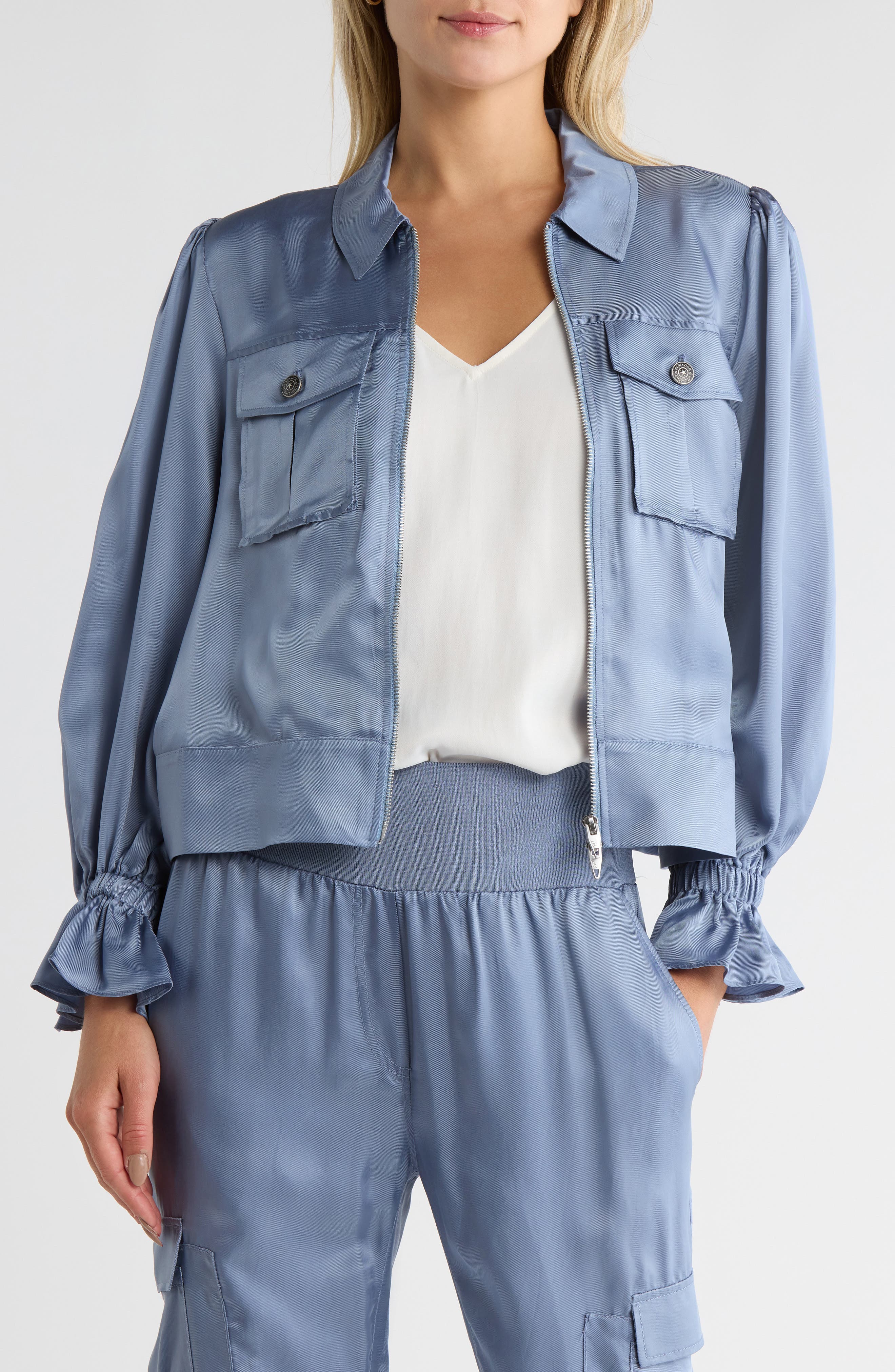 Cinq à Sept Holly Ruffle Satin Twill Jacket