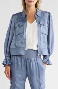 Cinq à Sept Holly Ruffle Satin Twill Jacket