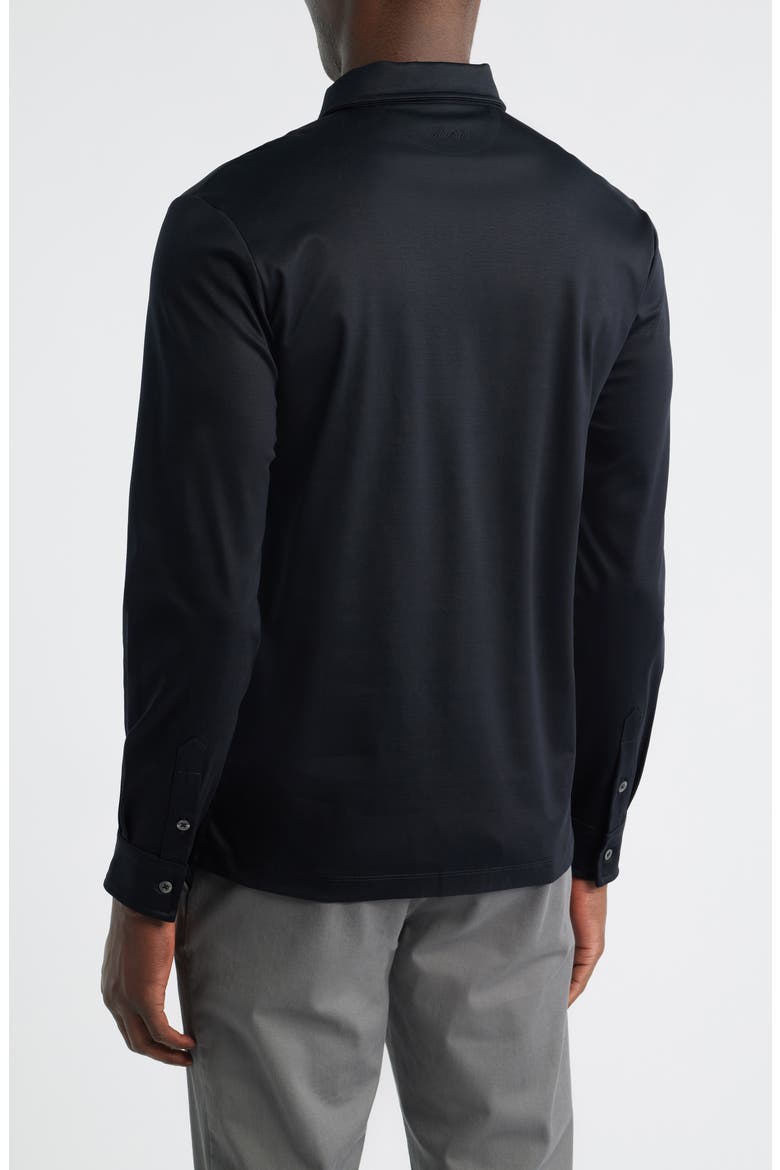 Mercerized Cotton Long Sleeve Polo, Alternate, color, BLACK