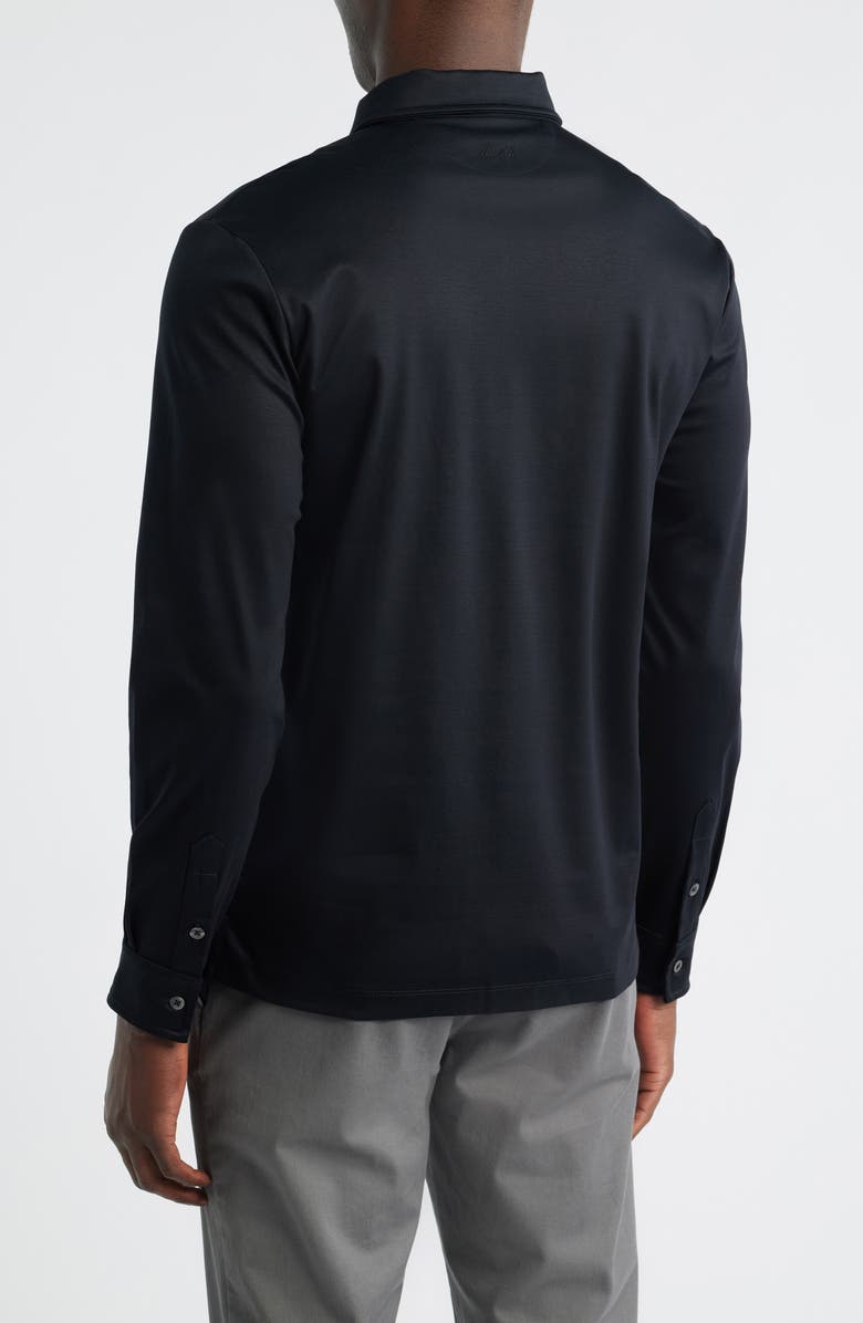 Aurélien Mercerized Cotton Long Sleeve Polo, Alternate, color, Black