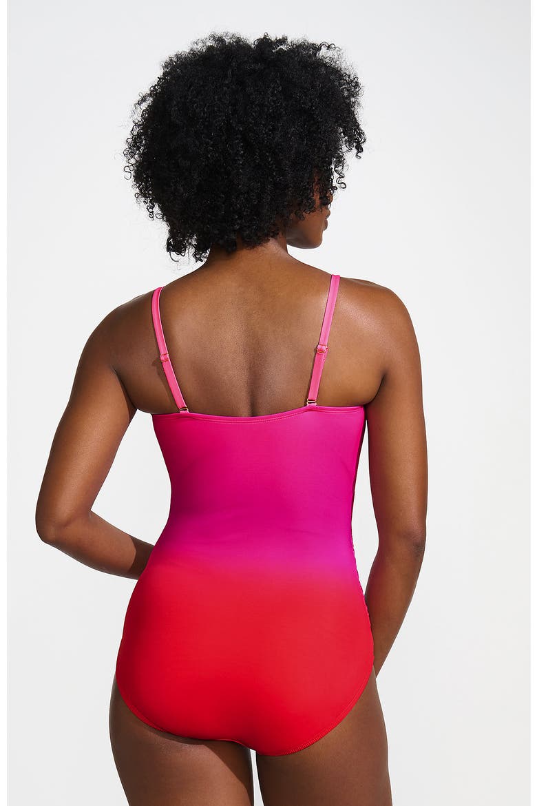 Slender Suit Shine Bandeau Tummy Control Chlorine Resistant High Leg One Piece Swimsuit, Alternate, color, Pink Multi Ombre