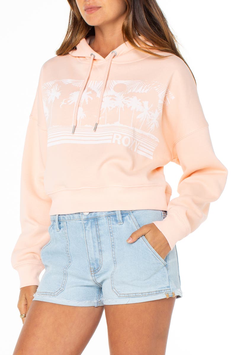 Roxy Breakwater Fleece Graphic Hoodie, Alternate, color, Tropical Peach
