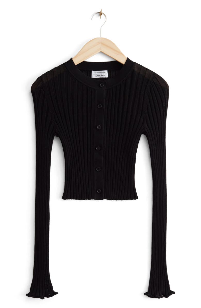 & Other Stories Trumpet Sleeve Rib Cardigan, Alternate, color,