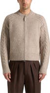 Manière De Voir Gaby Speckled Cable Knit Zip Cardigan