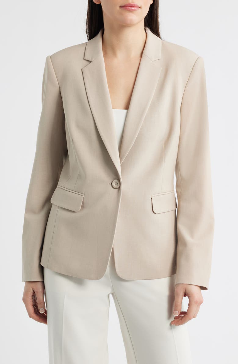 Tahari ASL One-Button Blazer, Main, color, Sand