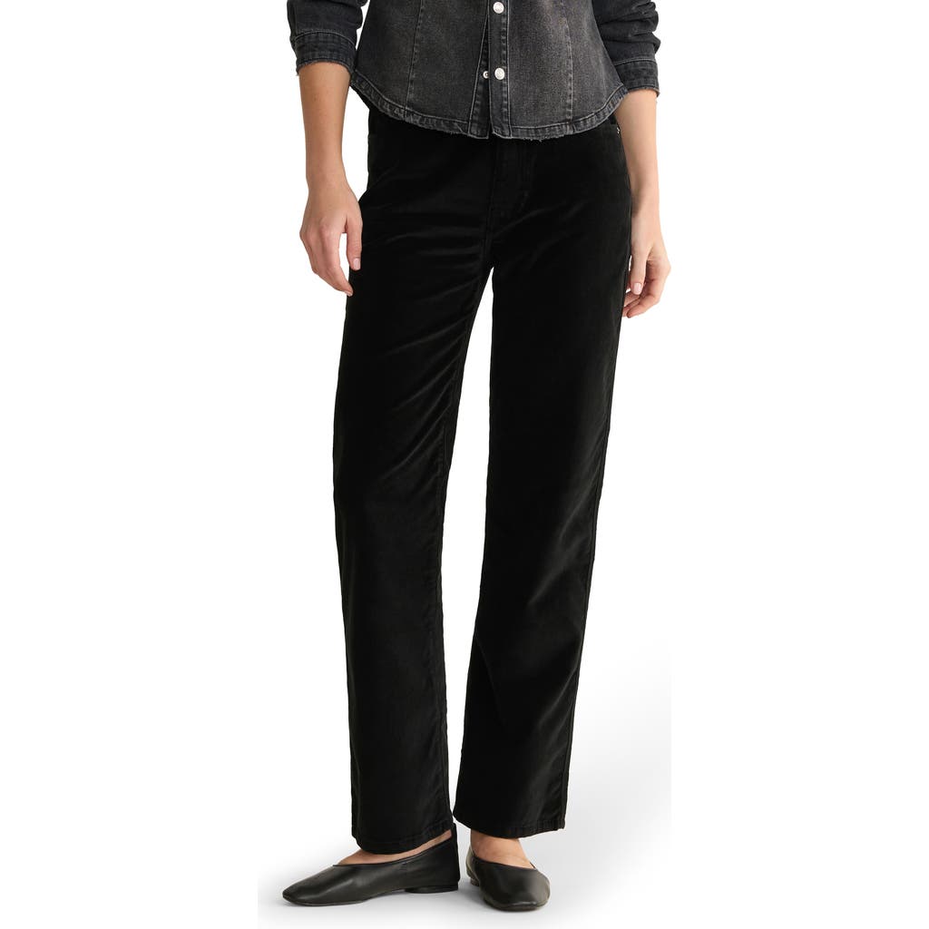 Warp & Weft Warp+weft Sat '90s High Waist Relaxed Straight Leg Velvet Pants In Black