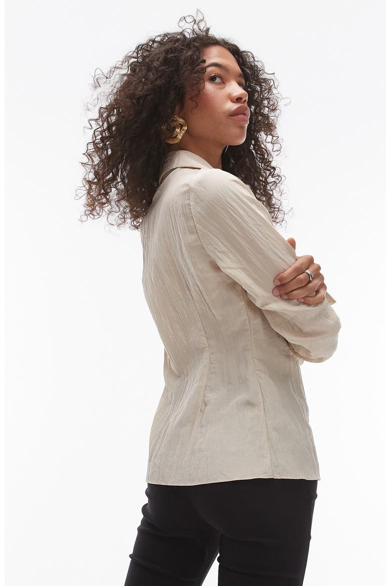 Crinkle Tie Front Top, Alternate, color, STONE