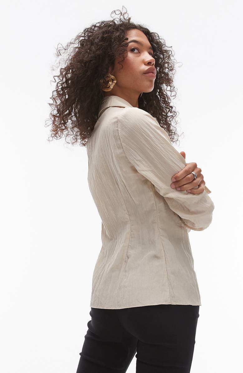 Topshop Crinkle Tie Front Top, Alternate, color,