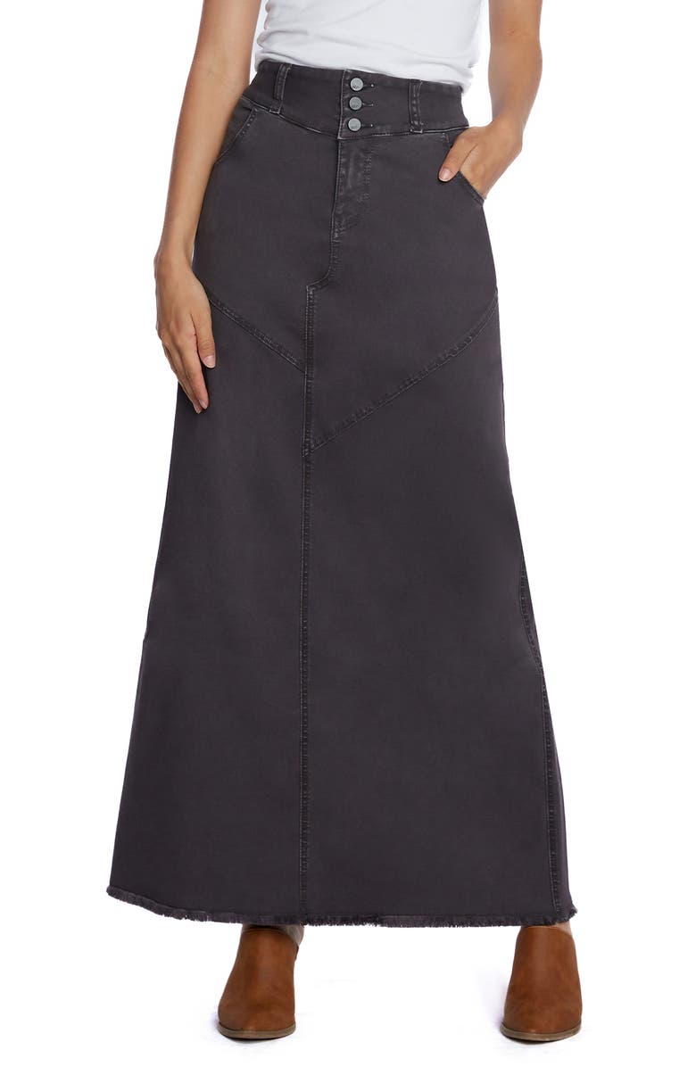 Wash Lab Denim Pieced Denim Maxi Skirt, Main, color, Dark Smoke
