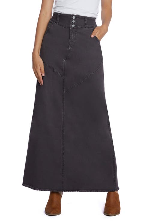 Pieced Denim Maxi Skirt