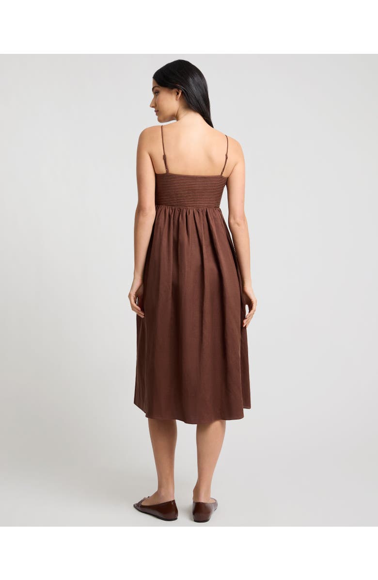 Onia A-Line Pintuck Midi Dress, Alternate, color, Brown