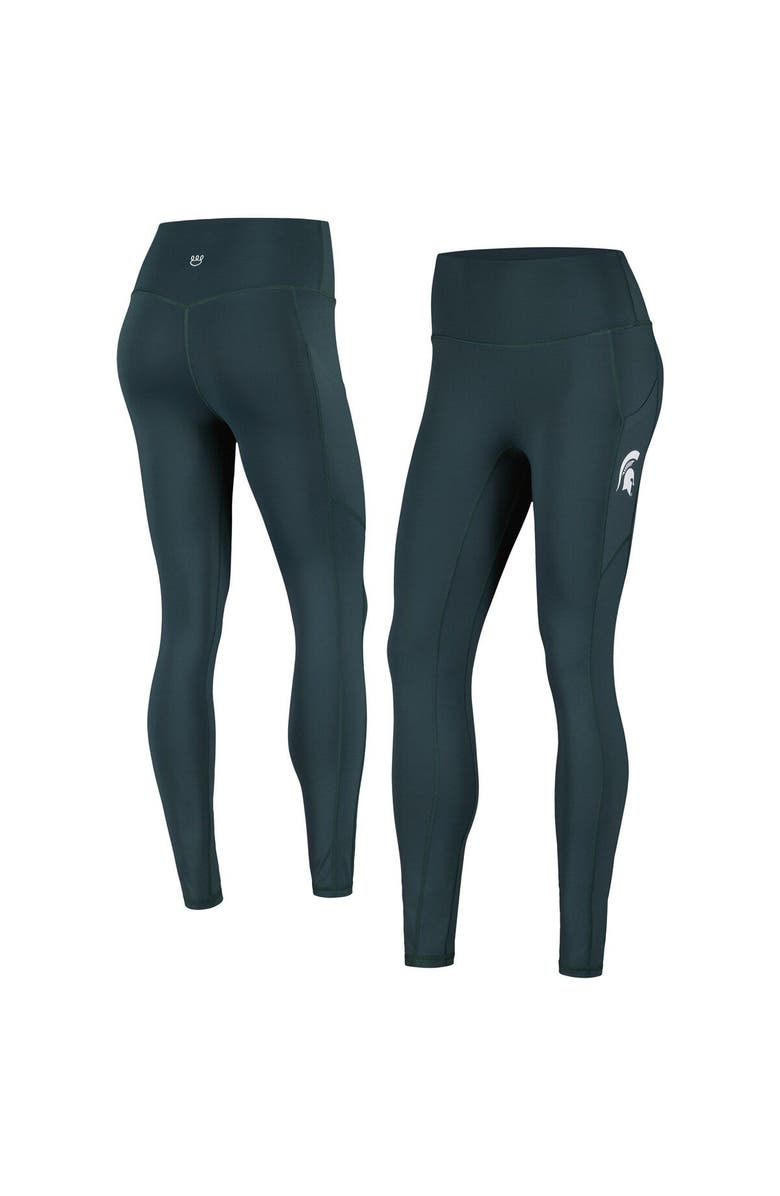 KADYLUXE Women's  Green Michigan State Spartans 7/8 Mixed Media Pocket iLeggings, Main, color, 