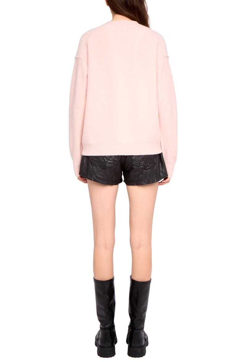 Mikyz Heart Appliqué Cashmere V-Neck Cardigan, Alternate, color, PEARLY