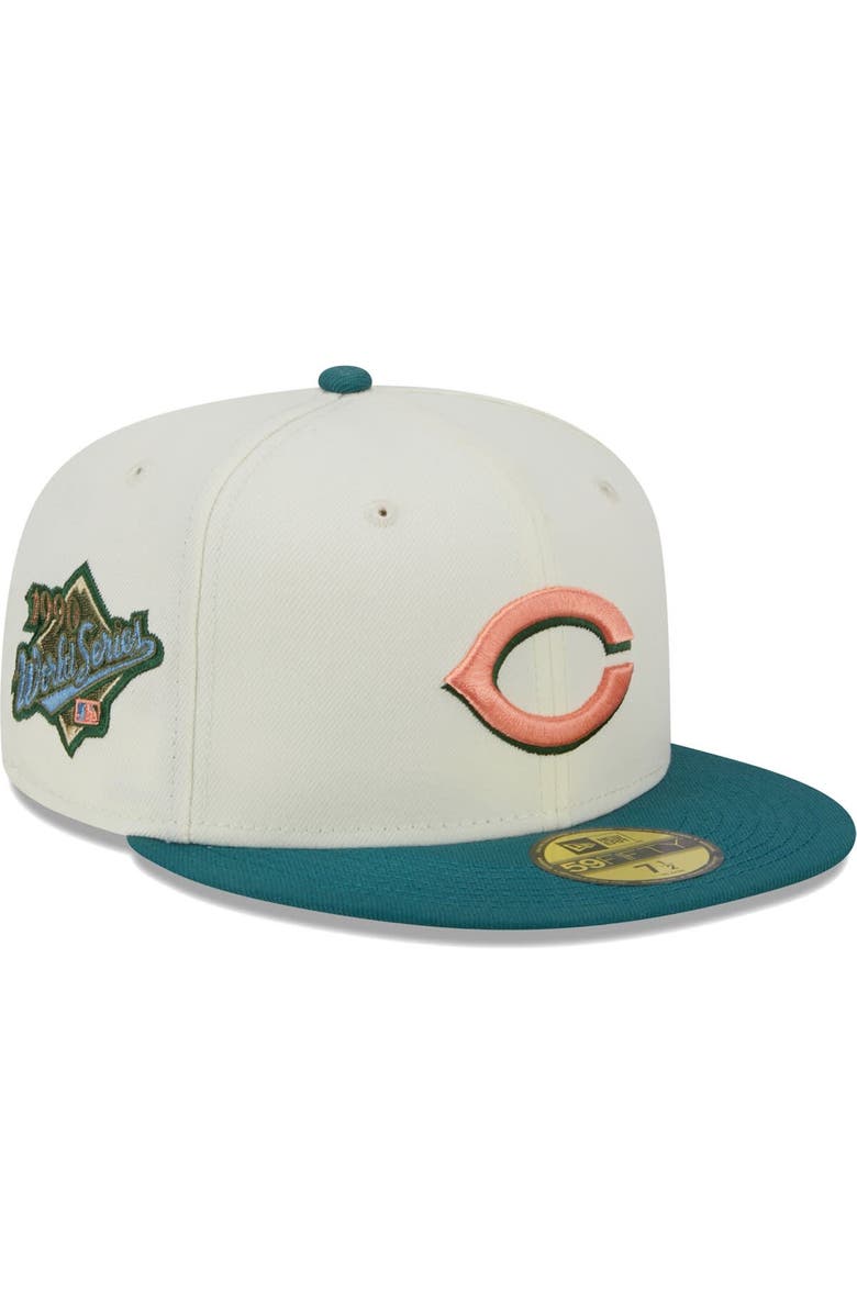 New Era Men's New Era Cream Cincinnati Reds Chrome Evergreen 59FIFTY Fitted Hat, Alternate, color, 