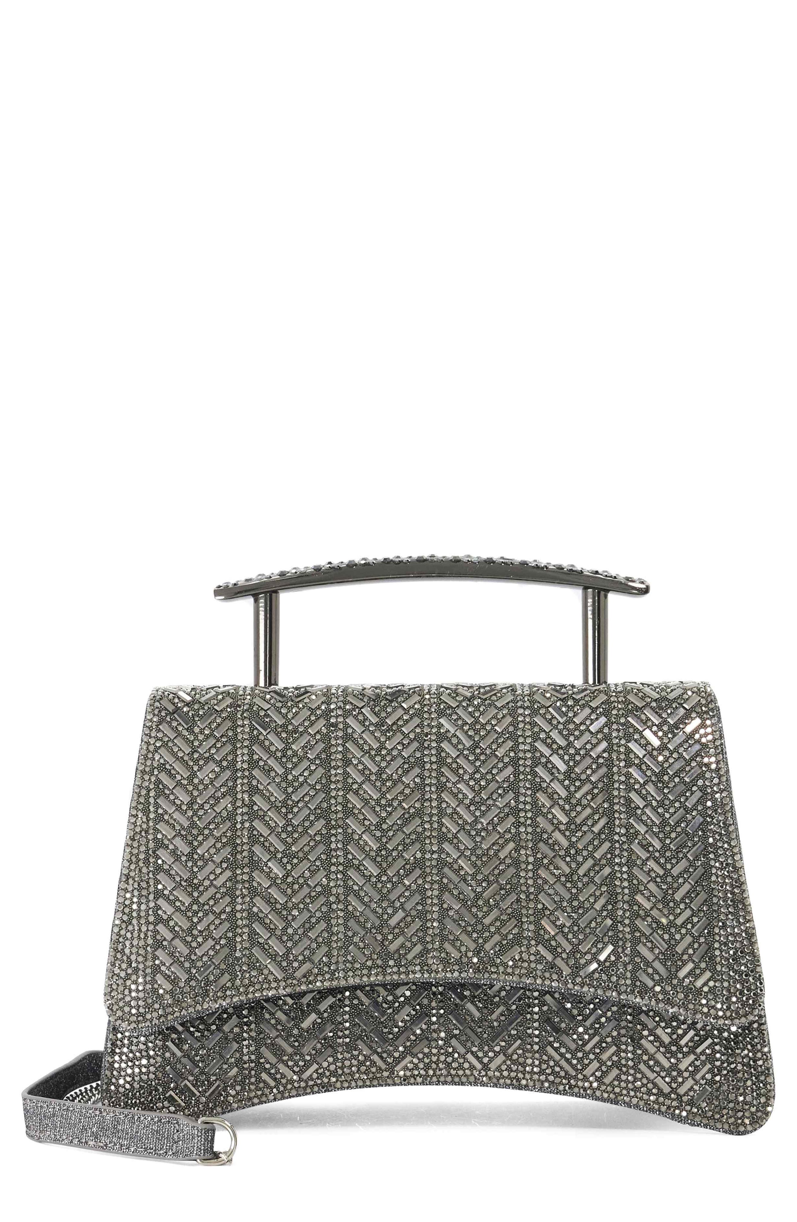 Bedazzle Crystal Top Handle Bag, Main, color, PEWTER
