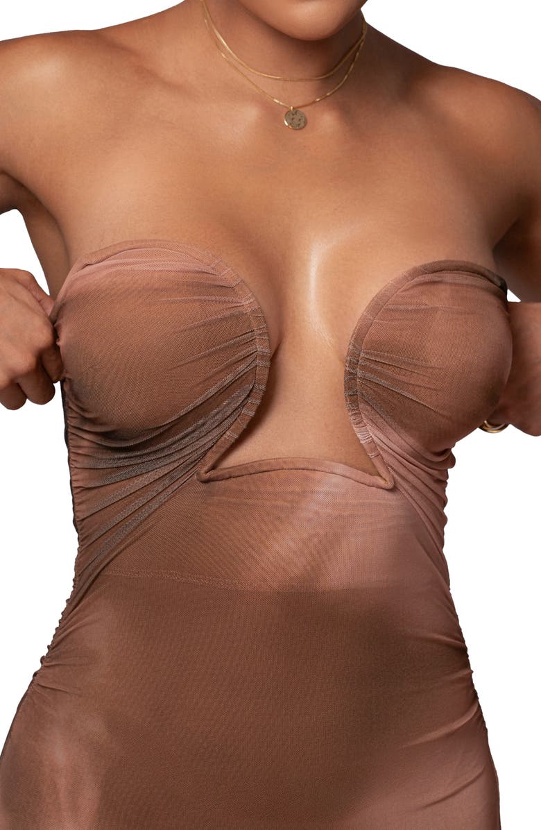 JLUXLABEL Bethany Strapless Maxi Dress, Alternate, color, Brown