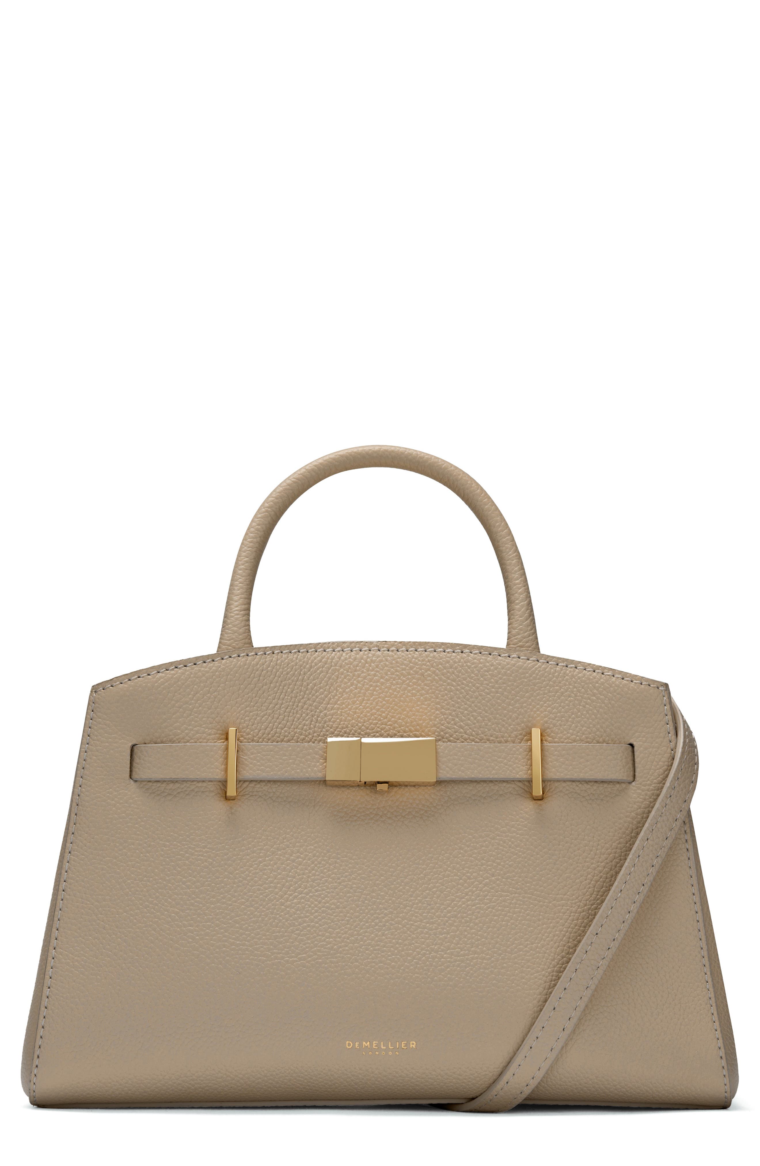 DeMellier The Small Hudson Leather Tote, Main, color, Light Taupe