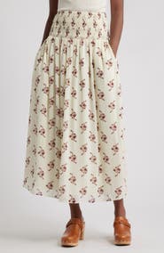 Treasure & Bond Smocked Wiast Maxi Skirt