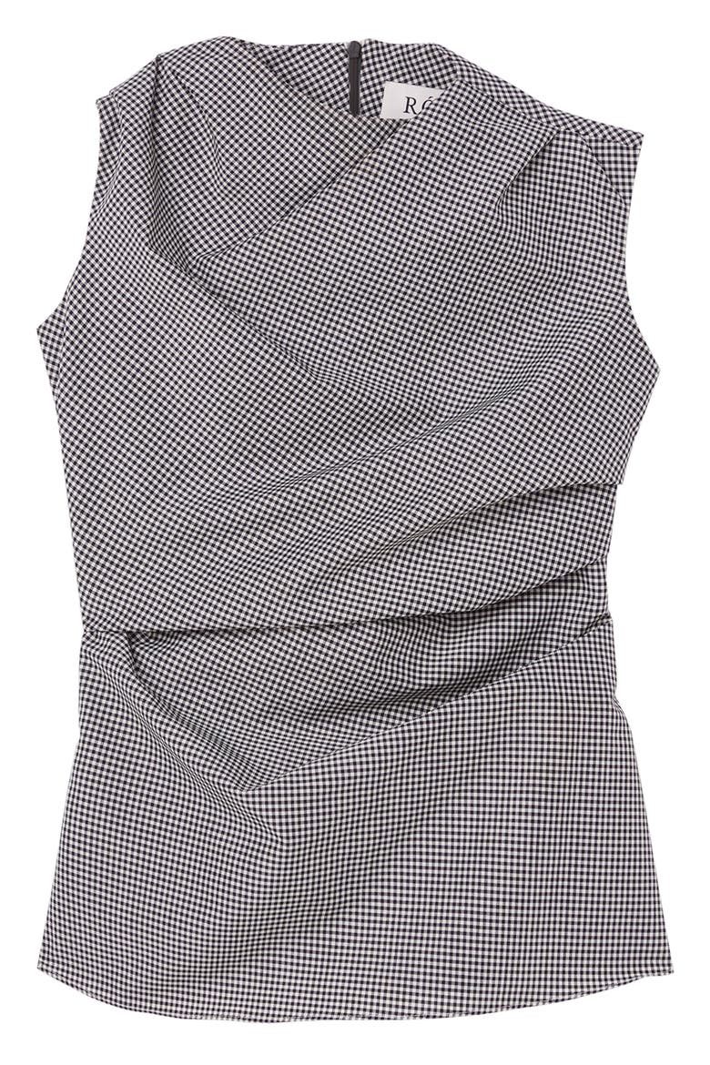 Mini Check Cowl Neck Sleeveless Wool Blend Top, Alternate, color, CREAM / BLACK SMALL CHECK