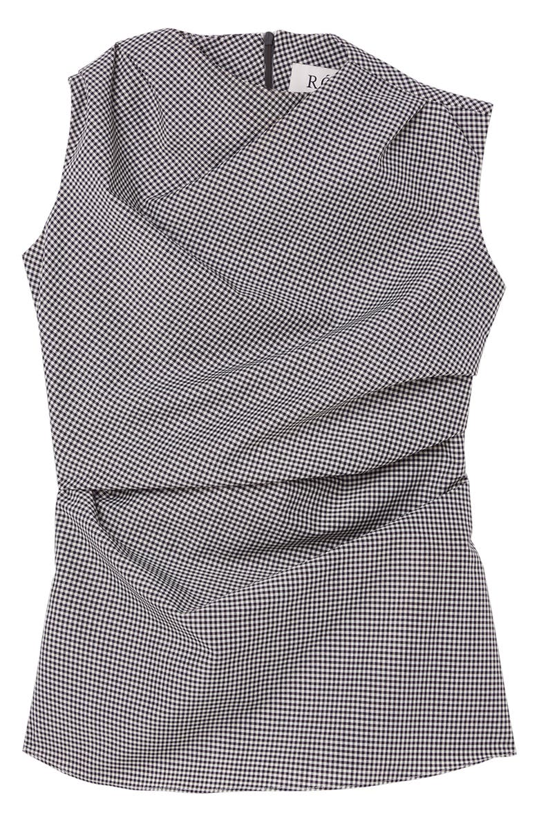 Róhe Mini Check Cowl Neck Sleeveless Wool Blend Top, Alternate, color, Cream / Black Small Check