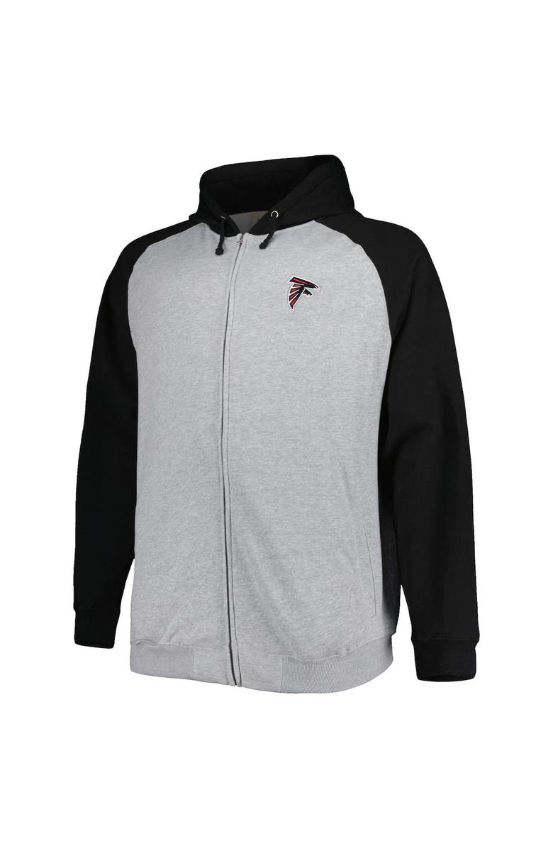 PROFILE Men's Heather Gray Atlanta Falcons Big & Tall Fleece Raglan Full-Zip Hoodie Jacket, Alternate, color, Heather Gray