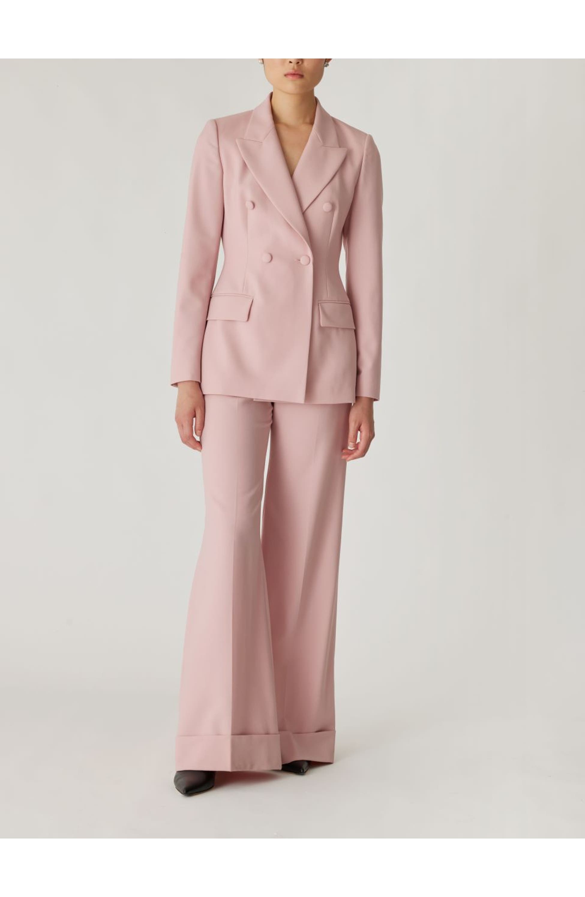 Rebecca Taylor Calvary Twill Double Breasted Blazer, Main, color, Calamine Pink