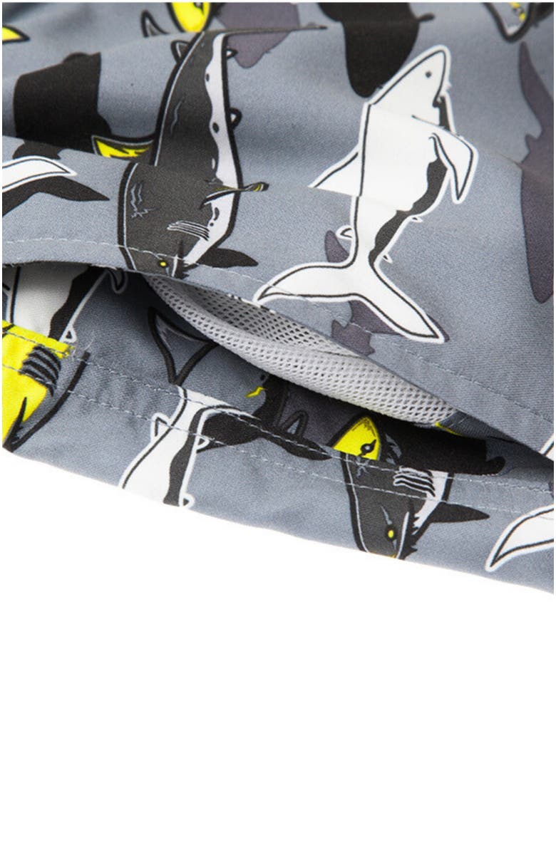 Rokka&Rolla Kid's Swim Trunks with Mesh Lining and UPF 50+, Alternate, color, Shark Fin