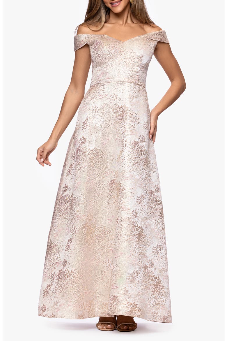 Jacquard Metallic Off the Shoulder Ballgown video