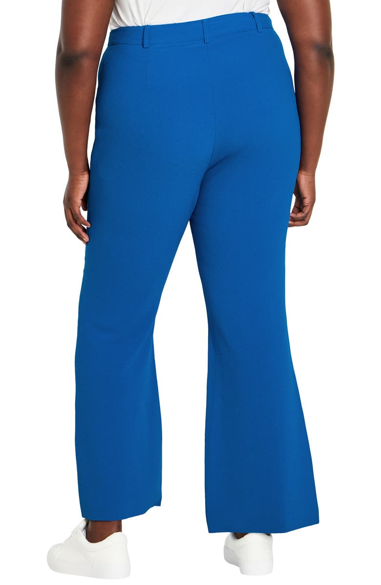 City Chic Kiana Split Hem High Waist Flare Pants, Alternate, color, Blue