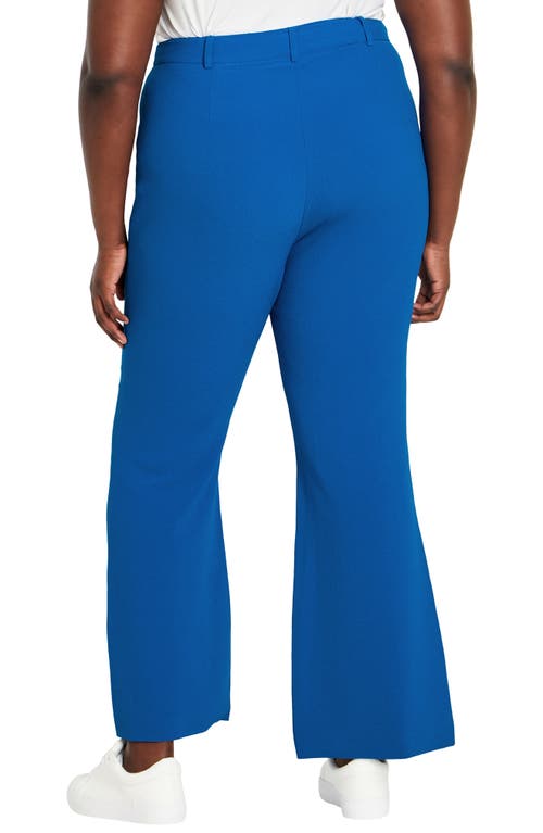City Chic Kiana Split Hem High Waist Flare Pants In Blue