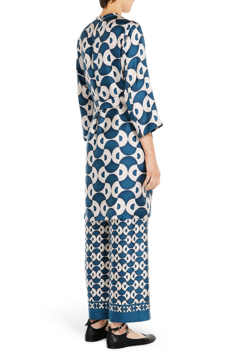 Timek Geo Print Silk Belted Dress, Alternate, color, NAVY