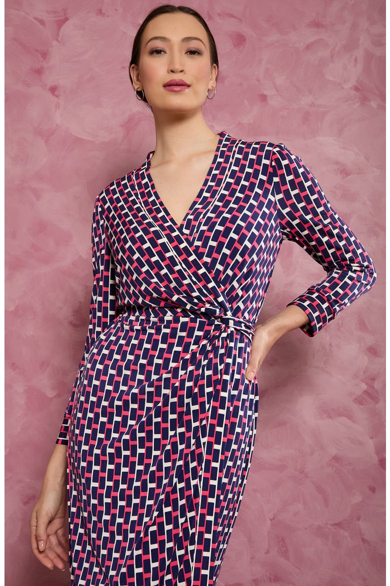 Twist Front Draped Sheath Dress, Alternate, color, PINK/ NAVY