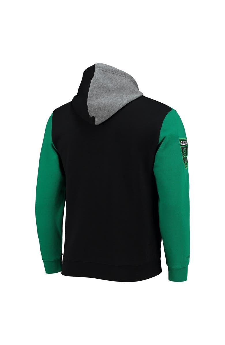 Mitchell & Ness Men's Mitchell & Ness Black/Green Austin FC Colorblock Fleece Pullover Hoodie, Alternate, color, 