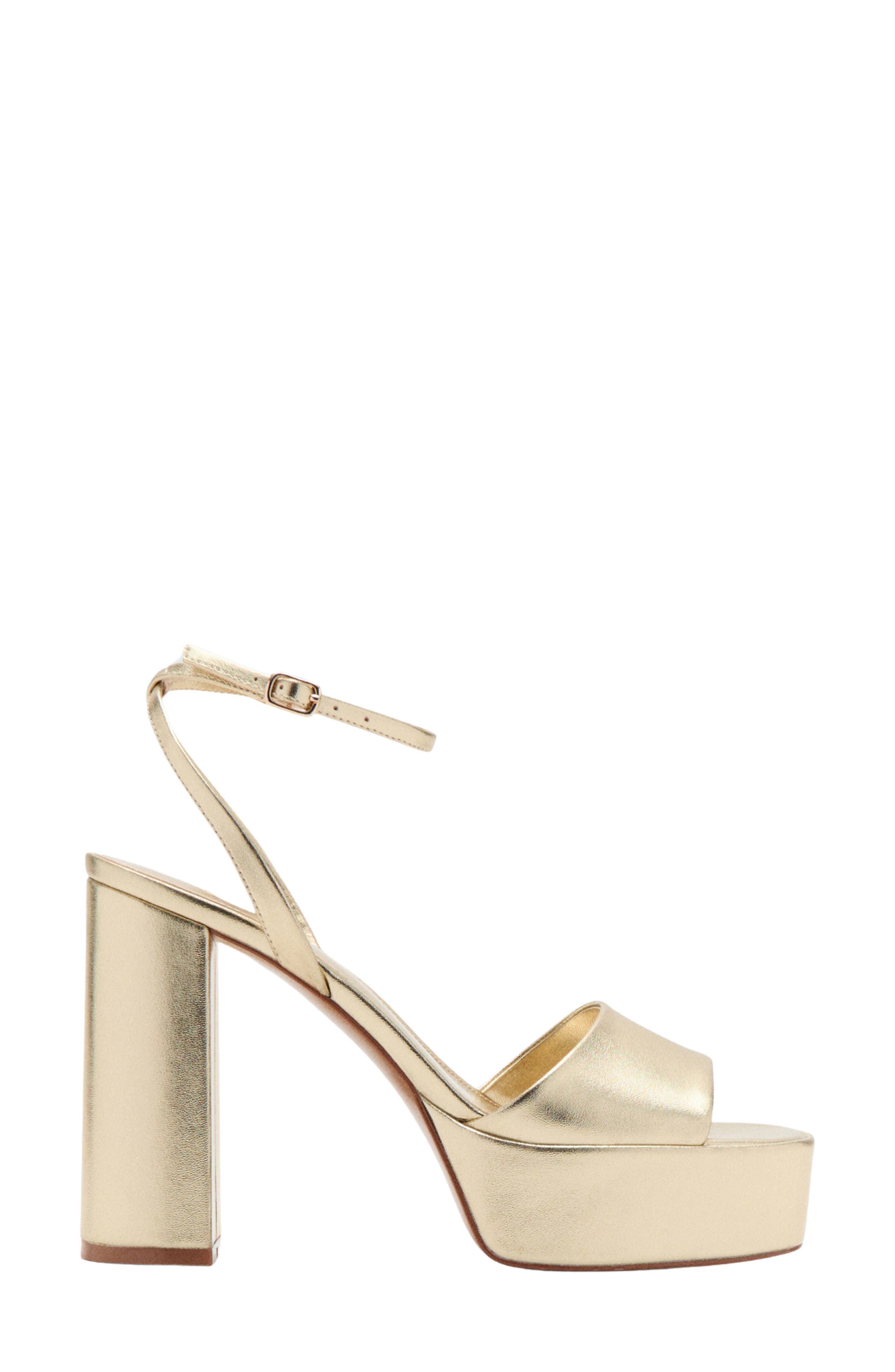 MANGO Ankle Strap Platform Sandal, Alternate, color, 