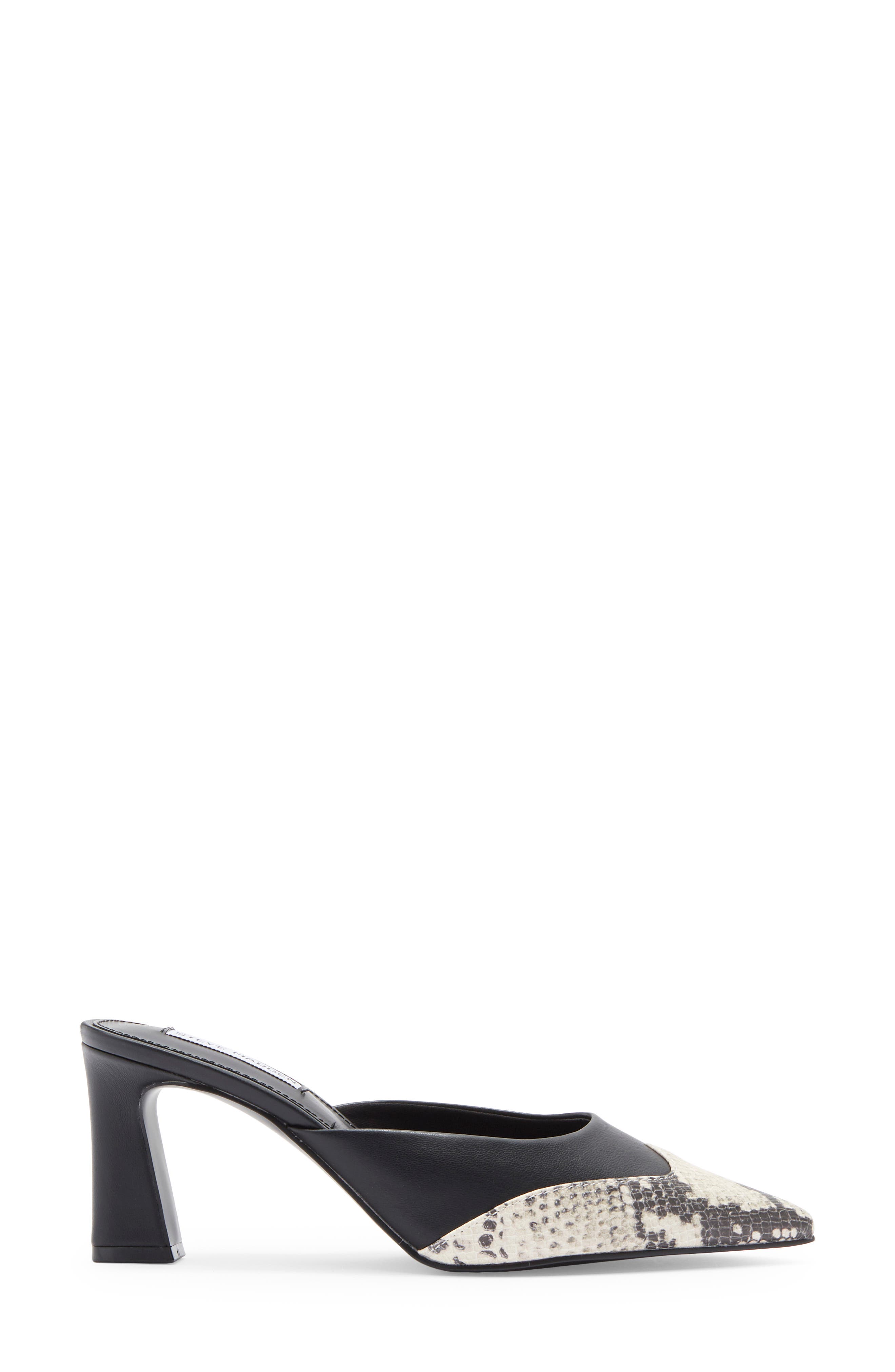 Steve Madden Elysa Pointed Toe Mule, Alternate, color, Black/ Snake Toe Cap
