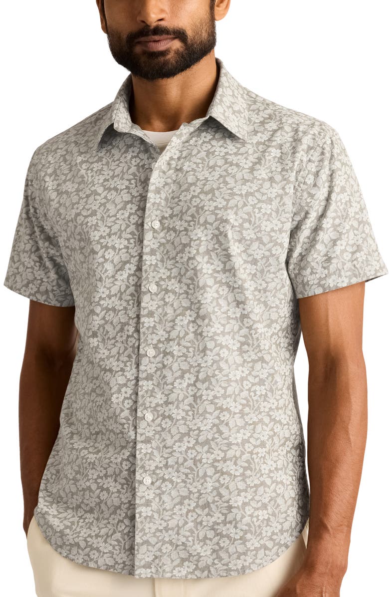 Bonobos Riviera Slim Fit Floral Short Sleeve Stretch Cotton Button-Up Shirt, Main, color, Riviera Short Sleeve